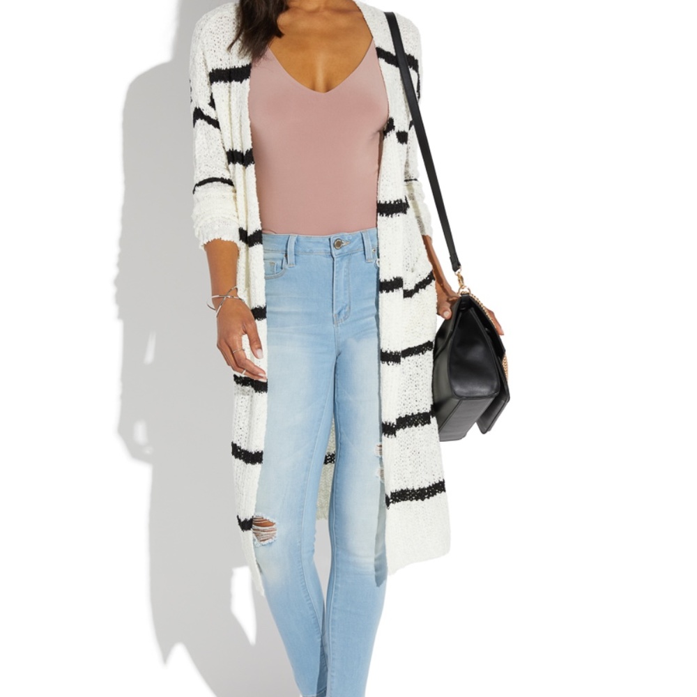 Striped Long Cardigan